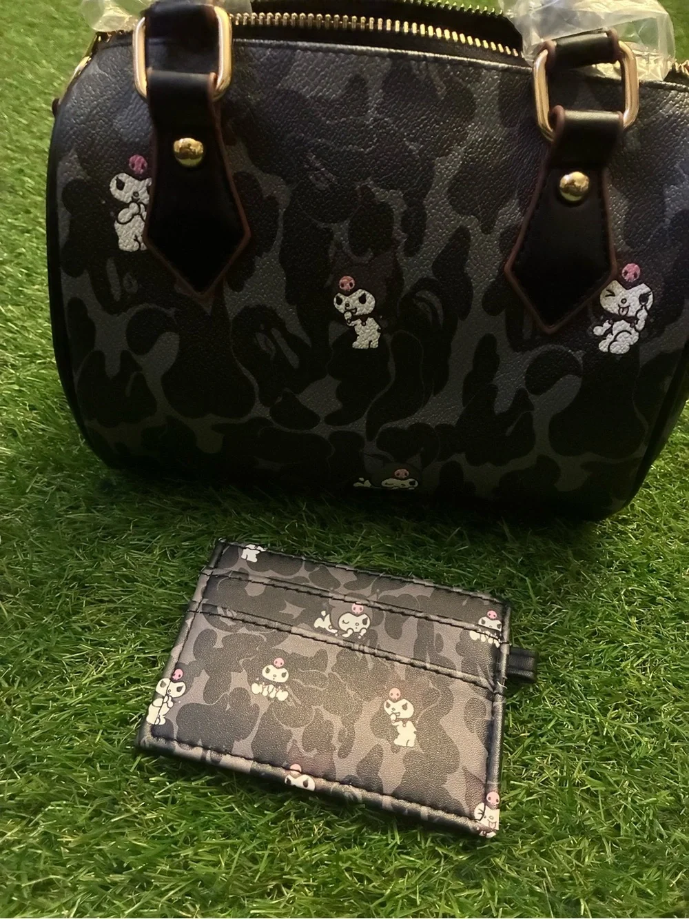 Black Camouflage Pattern Dome Satchel Handbag